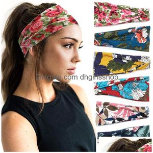 Bandeaux Sports Yoga Bandeau Turban Floral Imprimé Bandana Fitness Élastique Chapeaux Running Gym Head Wrap Bandeau Stretch Cheveux A Dh1Ci