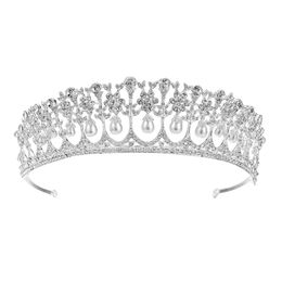 Hoofdbanden Ssnuoy Pearl Wedding Tiara voor vrouwen Sier Rhinestone Crown Bridal Princess Hair Accessoires Drop levering 2022 Yydhhome AM5ZC