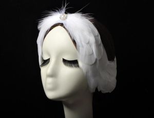Diademas Estilo Swan Lake Ballet Diadema de plumas blancas para mujer Accesorios para el cabello Headwear PearlsFeather Headpiece 230302