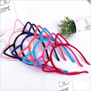 Diaditas elegantes Mujeres chicas Furry Cat Ears Headband Devil Head Hoop Adornos de cabello Fino Accesorios