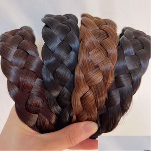 Hoofdbanden Twist Pruik Voor Vrouwen Brede Visgraat Vlechten Haarbanden Handgemaakte Hoofd Hoepel Haar Styling Hoofddeksels Accessoires Gift Drop Delivery Dhwxg