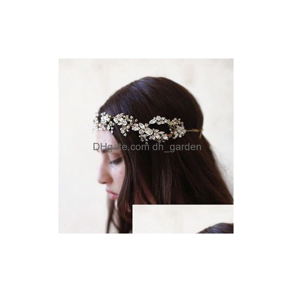 Diademas EE. UU. Almacén Barroco Rhinestone Nupcial Hairband Corona Accesorio de joyería para el cabello Gold Sier Pearl para mujeres Fiesta de graduación Dhgarden Dhfhf