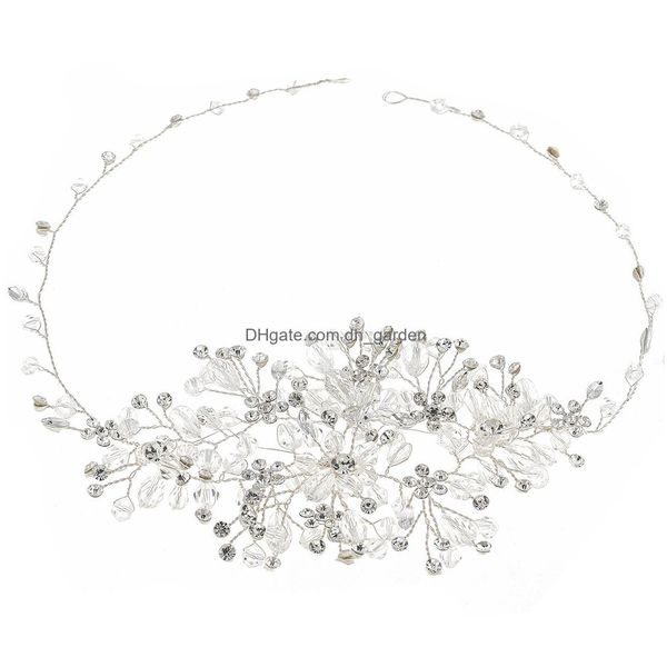 Diademas Nosotros Almacén Moda Aleación Flor Diadema nupcial Prom Tiara Accesorios para el cabello Hecho a mano Vine Cristal Novia Gota Deli Dhgarden Dhrzq