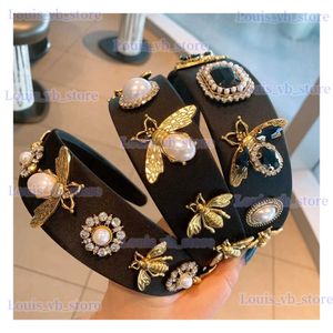 Bandons vintage dames filles baroques abeilles pierres perles large bande bandeau coiffeur accessoies drop gift gift t240330