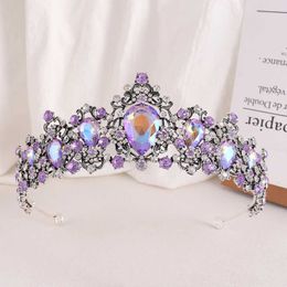 Bandons de mariage Couronne de couronne bijoux de bandes nuptiale femelle femelle baroque strass Crystal Tiaras Party Bridal Crown Brithday Hair Accessoires Q240506