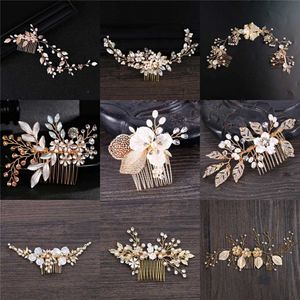 Bandons accessoires de cheveux de mariage Coiffes de cheveux fleur Coil Crystal Headswear Womens Artificial Pearl Bodet Hair Peigt Decoration Hair Decoration Q240506