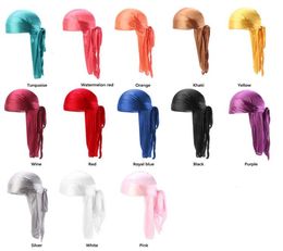 Bandons entiers Durag Men Couleur continue Silk Durag Bands de cheveux de mode turban respirant 13pcackage 2302175729878