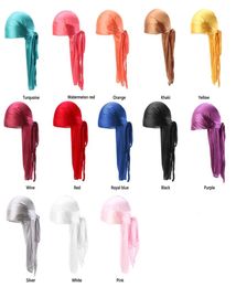 Hoofdbanden hele Durag Men Solid Color Silk Durag Ademende tulband Fashion Hair Bands 13pcSpackage 2302173407139