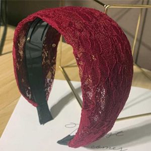 Hoofdbanden wijn rood kanten haarband getand voor vrouwen haaraccessoires vaste brede hoofdband gezicht wassen volwassenen hoofdbanden gewoon vrouwen hoepel T221007