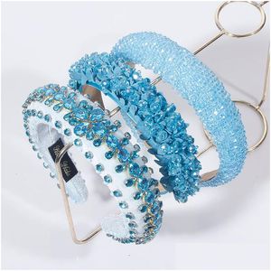 Bandeaux Femmes Bleu Bandeau Mode Casual Cristal Bandeau Rembourré Chapeaux Turban Classique Adt Accessoires De Cheveux 230325 Livraison Directe Dhehn