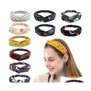 Hoofdbanden Dames Hoofdband Fashion Hair Bands Bohemian Cross Elastic Hairband for Ladies Head Band Girl Hairs Accessoires Drop Lever OTM2A