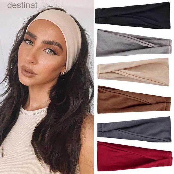 Bandons Femmes Bandons Turban Couleur solide Bands de cheveux élastiques Bands de coiffure Yoga Fashion Fashion Makeup Hoop Vintag Headwrap Hair Accessoriesl231118