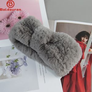 Hoofdbanden Dames Hoofdband Winter Herfst Elastic Real Rex Rabbit Fur Neck Scarf For Girls Hair Band Ladies Fashion Design 230202