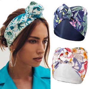 Hoofdbanden Dames Vintage Printing Hoofdband Turban Bandana Draad Wide Hair Band Girls Geknoopte verstelbare multi -gebruik Haaraccessoires T221007