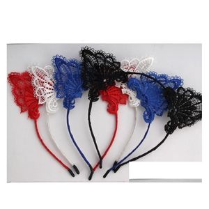 Hoofdbanden y Hollow Lace mode hoofdtooi schattige kattenoor doek hoofdband vrouwen Europeaan en Amerikaanse haaraccessoires Groothandel druppel del dhni6