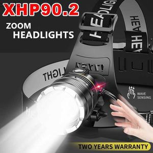 Koplampen 3000000LM Upgrade Koplamp Sensor XHP90 Vissen Koplamp Door 18650 Batterij Zaklamp USB Oplaadbare Hoofdlampen Zaklamp Lantaarn HKD230719