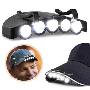 Lampes frontales 5 LED Cap Light Outdoor Hat Clip Lampe de pêche Portable Brim pour la course de nuit Cyclisme Camping Randonnée Phare Phare