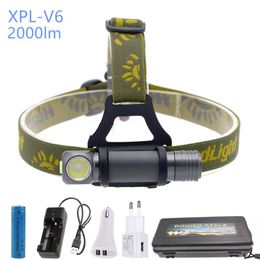 Koplampen Boruit Krachtig 8000Lm XPL V5 LED Koplamp 3-modus Waterdichte koplamp Camping Hunting Head Torch door 18650 Batterij Flashlightheadl