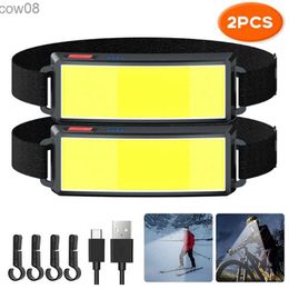 Hoofdlampen Cob d Hoofdlamp Convoy Fishing Head Zaklamp Koplamp d Head USB Buitenverlichting Oplaadbare lamp voor Camping Fiets Werk HKD230719