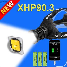 Hoofdlampen HEDELI Nieuwe XHP90.3 D-koplamp XHP90.2 High Power D-koplamp Usb 18650 Oplaadbare hoofdzaklamp XHP50.2 Zoomkoplamp HKD230719