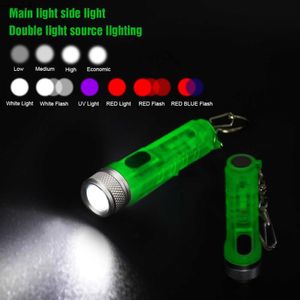 Hoofdlampen Nieuwe Mini Pocket usb oplaadbare Sleutelhanger D Zaklamp hoge kwaliteit super ray 400 lumen zaklamp met SST20 D Waarschuwingslampje HKD230719