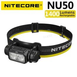 Lampe frontale NITECORE NU50 1400 Lumen avec batterie intégrée 4000 MA et support de chargement USB