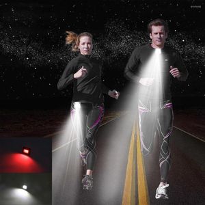 Lampes frontales Sport de plein air Feux de course COB LED Avertissement de nuit Charge USB Lampe de poitrine Sécurité Jogging