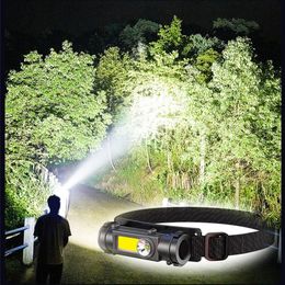 Koplampen Draagbare COB LED Head Lamp Licht Auto Inspecteren Zaklamp USB Oplaadbare Koplamp met Magneet Werk voor Camping 230617