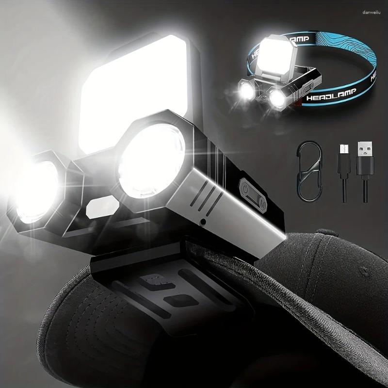 Headlamps Rechargeable LED High Lumen Headlamp Waterproof Headlight With Motion Sensor/Adjustable Headband 5 Modes Cap Clip Lamp