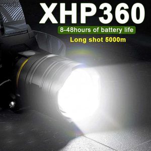 Koplampen Super Bright 36core XHP360 d Koplamp Zoomab Powerbank Koplamp USB Rechargeab 7800mAH Batterij 5000M Zaklamp Lamp HKD230719