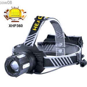 Hoofdlampen XHP360 High Power Fishing Headlamp Rechargeab Light 2000M Koplamp Camping Wandelen d Zaklampen Kan worden gebruikt als een powerbank HKD230719