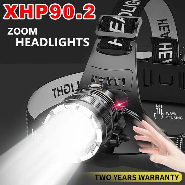 Phares ZK40 30000LM capteur de phare amélioré XHP90 pêche 18650 batterie USB lampe de poche rechargeable 231117