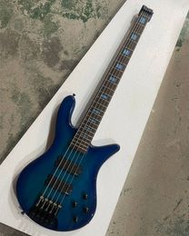 Guitare basse électrique bleu sans tête sans tête avec une touche en palissandre Pustagize