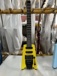 Guitarra eléctrica sin cabeza Color amarillo Cuerpo de caoba Rosewood Diftonboard 6 cuerdas Guitarra Barco gratis