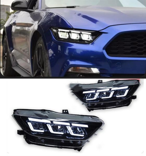 Conjunto de faros delanteros para Ford Mustang 20 15-20 17, luces LED diurnas de estilo mejorado, proyector Dual, faros delanteros de coche DRL