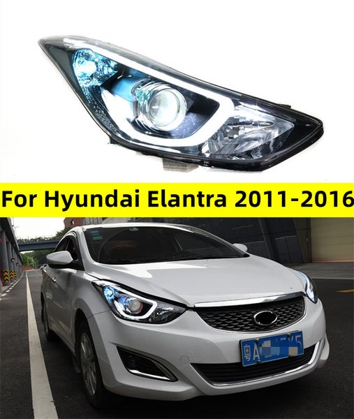 Conjunto de faros delanteros para Hyundai Elantra 20 11-20 16 LED, señal de giro, luces de ojo de Ángel de Luz De Carretera