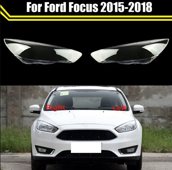 Couvercle de phare matériel PC coquille de phare abat-jour Transparent boîtier de lentille en verre capuchons lumineux pour Ford Focus 2015-2018