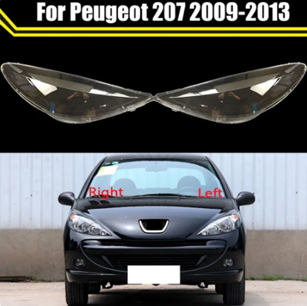 Lente de faro de cristal, carcasa de coche, faro transparente, pantalla de lámpara, cubierta de lámpara, tapas de cubierta de lámpara para Peugeot 207 2009 ~ 2013