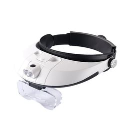 Loupes de réparation montées sur la tête, lentille HD avec 2 lumières LED, lunettes de lecture précises, outil de montre d'évaluation de bijoux 303H8352620