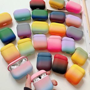 Hoofdtelefoonaccessoires Regenbooggradiënt PC-hoesjes voor Apple Airpods 1/2 Pro Beschermhoes Bluetooth Draadloze oortelefoonhoes Oplaaddoos Zakken