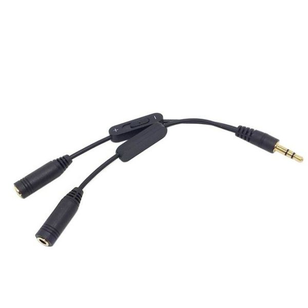 Câble adaptateur pour casque 3,5 mm stéréo mâle à double 3,5 mm femelle audio écouteurs Y câbles séparateurs avec contrôle du volume