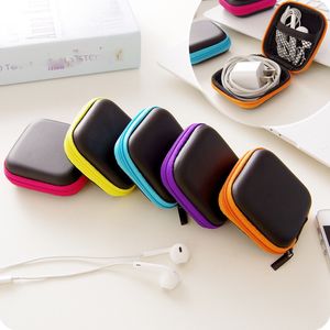 Headphone Case Pu Leather Earbuds Pouch Mini Zipper Earphone Box Protective Usb Cable Organizer dh85