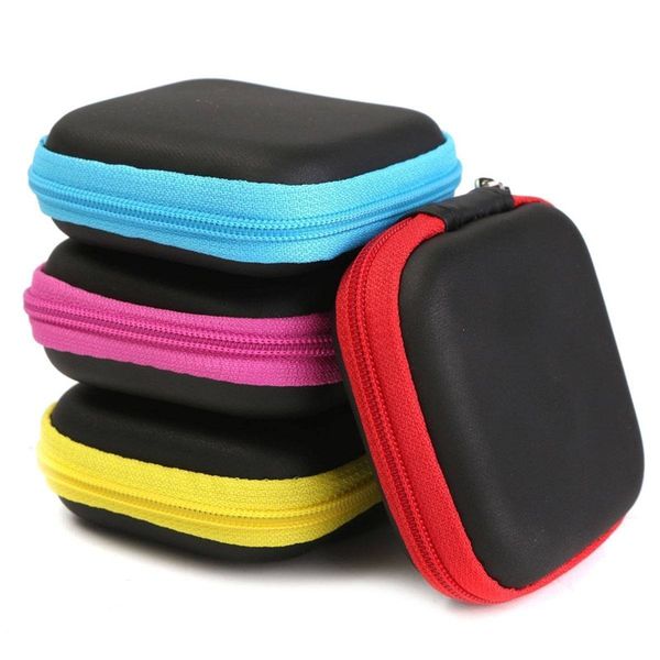 Étui pour écouteurs en cuir PU, pochette pour écouteurs, mini boîte d'écouteurs à fermeture éclair, organisateur de câbles USB, sacs de rangement Fidget Spinner, 5 couleurs