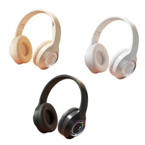 Hoofdtelefoon/headset BT5.3-compatibele op het hoofd gemonteerde hoofdtelefoon Opvouwbare OnEar stereo draadloze hoofdtelefoon met microfoon LED-licht voor buitensport