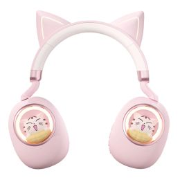 Hoofdtelefoon/headset schattige kattenoren hoofdtelefoon RGB Light Bluetooth 5.3 draadloze headset opvouwbare hifi stereo muziek oortelefoon kinderen geschenken