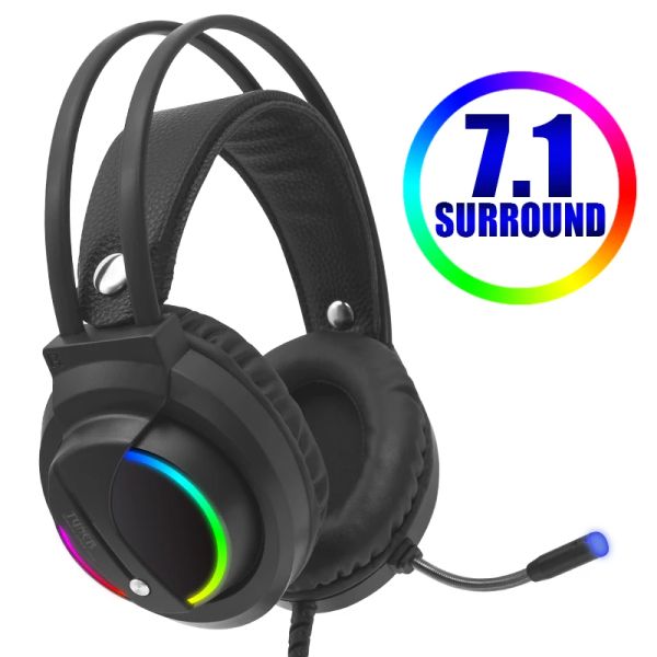 Casque/Casque Casque de jeu Gamer 7.1 Son Surround USB 3,5 mm Filaire Rgb Light Casque de jeu avec microphone pour tablette Pc Xbox One 360