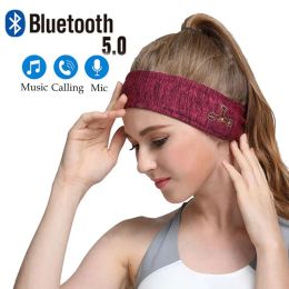 Hoofdtelefoon/headset JINSERTA Draadloze Bluetooth 5.0-headset Breien muziek Hoofdband Headset Slaap Sport-hoofddoek Hardlopen yoga Gym-hoofdtelefoon