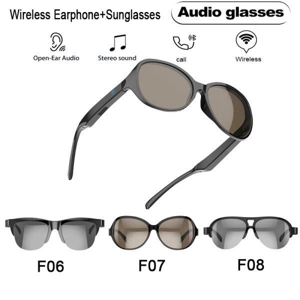 Auriculares/Auriculares Nuevos Auriculares Bluetooth de conducción ósea Gafas inteligentes Estéreo binaural Gafas de sol multifuncionales Gafas de sol Llamar música para teléfono