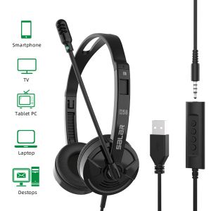 Hoofdtelefoon/headset Salar H58 USB-headset met microfoon Ruisonderdrukkende audiobediening Ultracomfortabele USB-headset met microfoon voor op kantoor