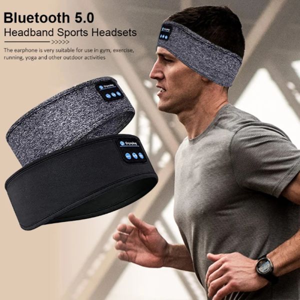 Casque / casque de casqueur sans fil écoute Bluetooth mince Sold Elastic Breathable Sports Bandband avec microphone pour les écouteurs de sommeil de musique latérale